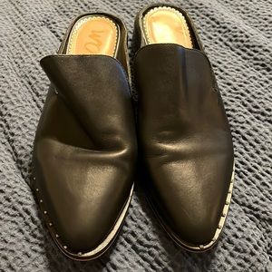 Sam Edelman Llewellyn mules sz. 8.5 black leather pre-owned VGUC
